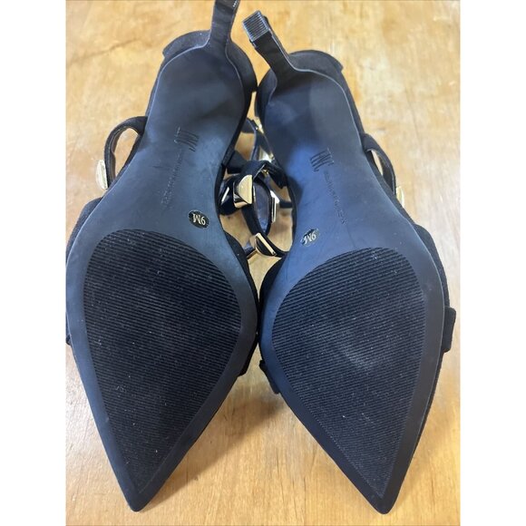 INC Womens Black Studded Strappy Syndia Pointed Toe Stiletto Zip-Up Shoes Sz 9 - Picture 8 of 9
